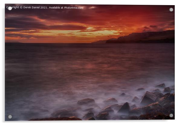 Stunning Sunset over the Jurassic Seascape Acrylic by Derek Daniel