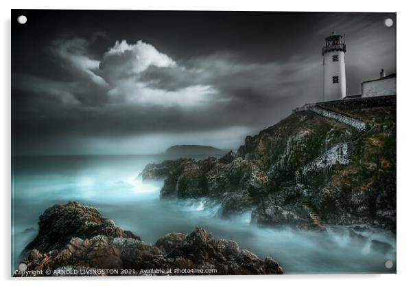 Fanad head Lighthouse storm Acrylic by Arnie Livingston