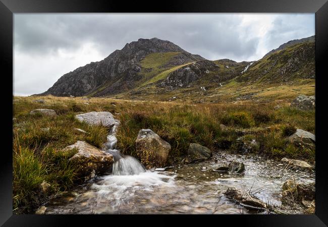 Water spilling into a pool at Pont Pen-y-benglog Framed Print by Jason Wells
