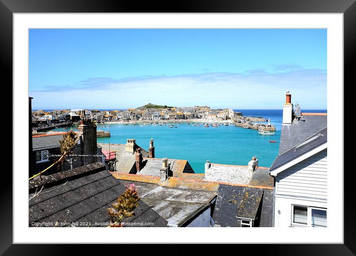 View over the fooftops, St. Ives, Cornwall, UK. Framed Mounted Print by john hill