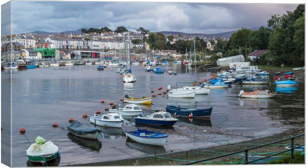Boats lined up in Caernarfon Harbour Canvas Print by Jason Wells