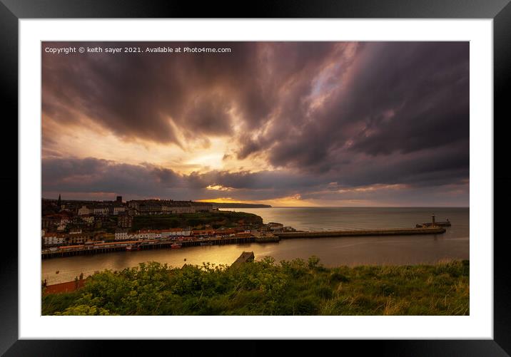Whitby Sunset Framed Mounted Print by keith sayer