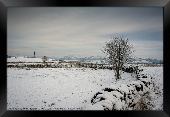 Winter on Werneth Low Framed Print by Philip Baines