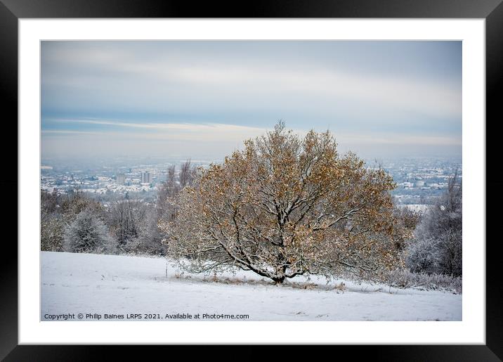 Werneth Low in Winter Framed Mounted Print by Philip Baines