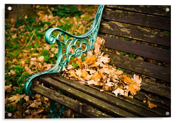 The Garden Bench in Autumn Acrylic by Gerry Walden LRPS