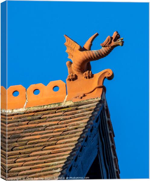 Dragon Sculpture on a Building in Winchester, UK Canvas Print by Chris Dorney
