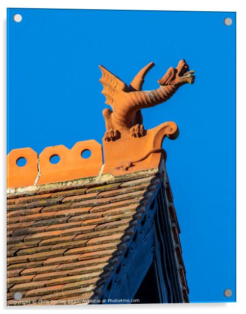 Dragon Sculpture on a Building in Winchester, UK Acrylic by Chris Dorney