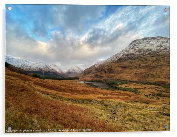 Glencoe mountains Acrylic by yvonne & paul carroll
