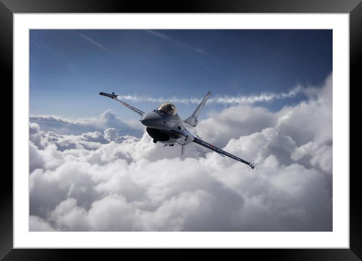 The Dark Falcon - F16 Fighting Falcon Framed Mounted Print by J Biggadike
