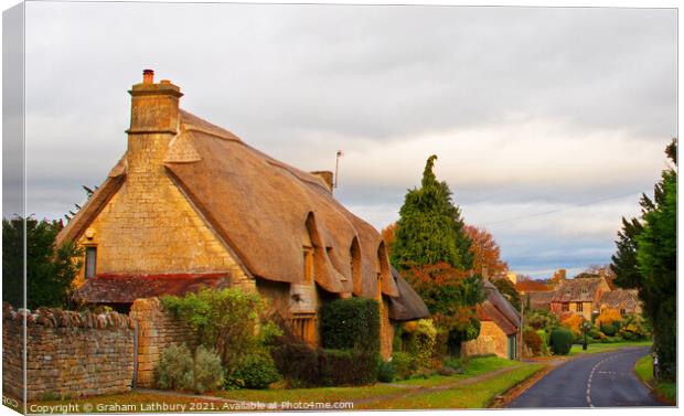 Chipping Campden Thatched Cottage Canvas Print by Graham Lathbury