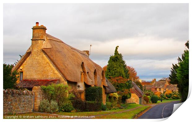 Chipping Campden Thatched Cottage Print by Graham Lathbury