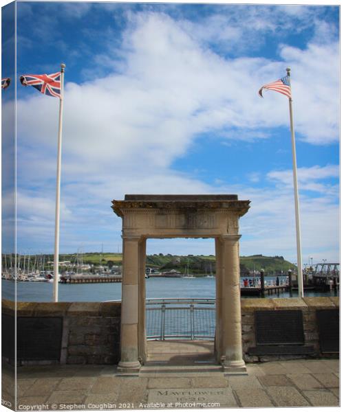 Mayflower Steps Memorial, Plymouth Canvas Print by Stephen Coughlan