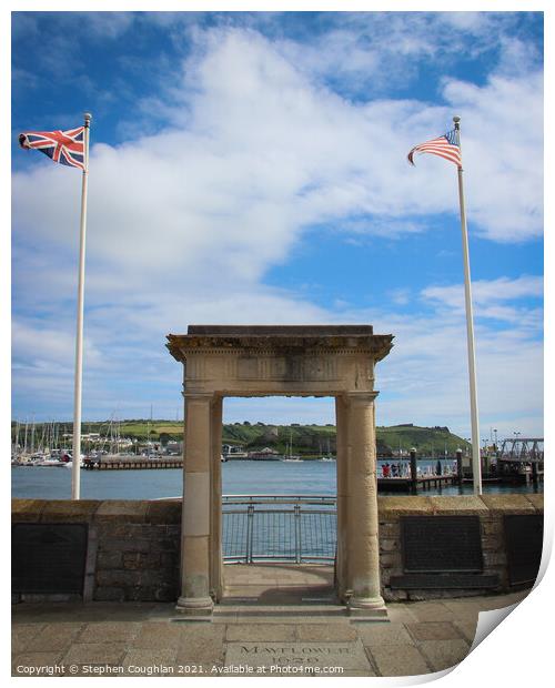 Mayflower Steps Memorial, Plymouth Print by Stephen Coughlan