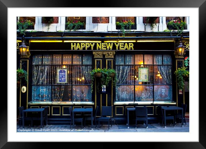 Happy New Year Pub Framed Mounted Print by David Pyatt
