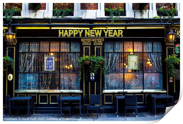 Happy New Year Pub Print by David Pyatt