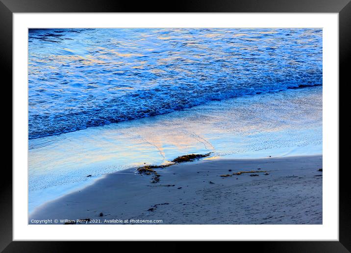 Eilwood Mesa Beach Seaweed Pacific Ocean Evening Goleta Californ Framed Mounted Print by William Perry
