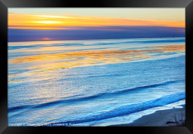 Eilwood Mesa Oil Wells Pacific Ocean Sunset Goleta California Framed Print by William Perry