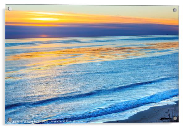 Eilwood Mesa Oil Wells Pacific Ocean Sunset Goleta California Acrylic by William Perry