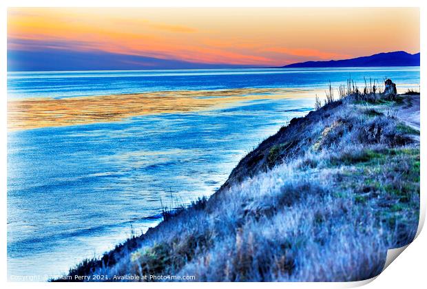 Eilwood Mesa Sand Dune Lovers Pacific Ocean Sunset Goleta Califo Print by William Perry
