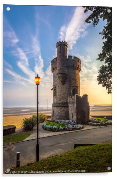 Dawn At Appley Tower Acrylic by Wight Landscapes
