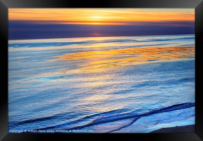 Eilwood Mesa Pacific Ocean Sunset Goleta California Framed Print by William Perry