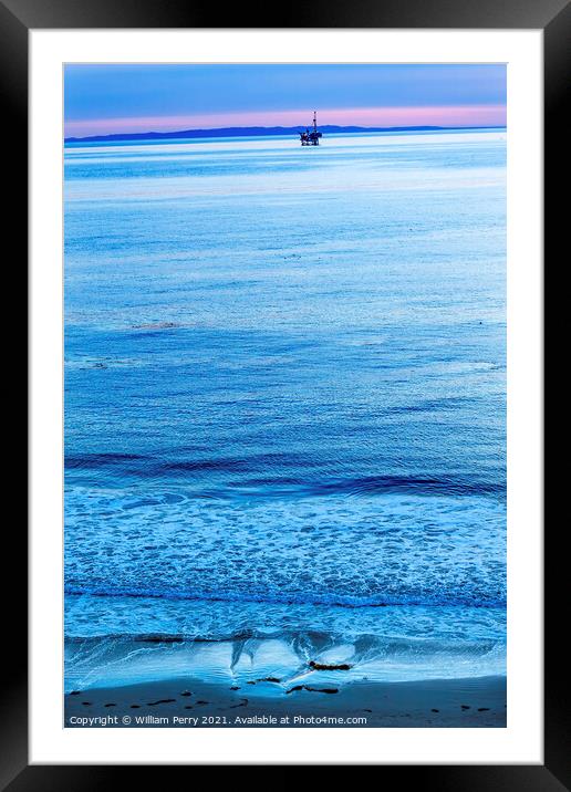 Eilwood Offshore Oil Well Platforms Pacific Ocean Goleta Califor Framed Mounted Print by William Perry