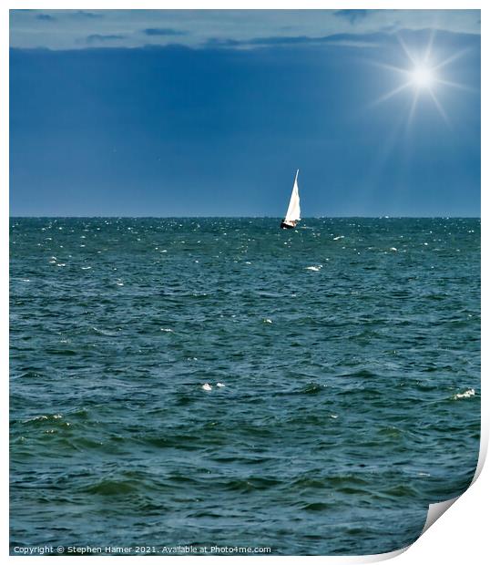 Sunburst Sailing Print by Stephen Hamer