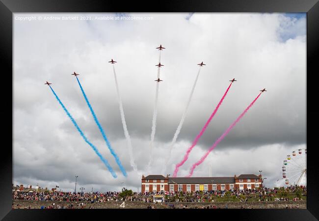 The Red Arrows at Barry Island, UK. Framed Print by Andrew Bartlett