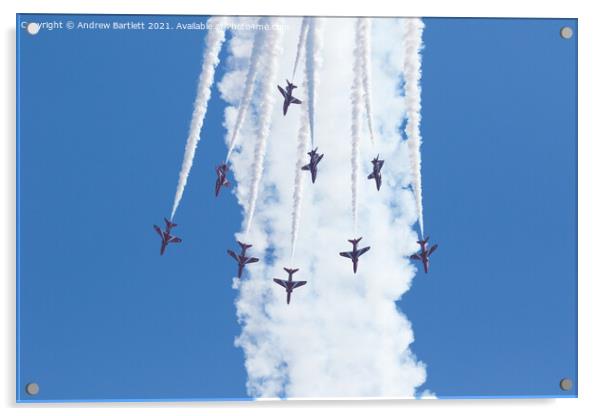 RAF Red Arrows at Swansea, UK Acrylic by Andrew Bartlett