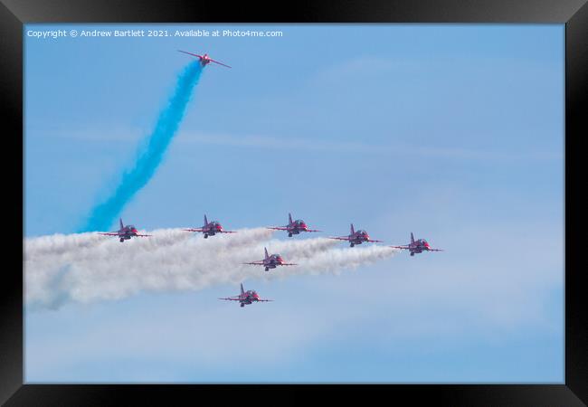 RAF Red Arrows at Swansea, UK Framed Print by Andrew Bartlett
