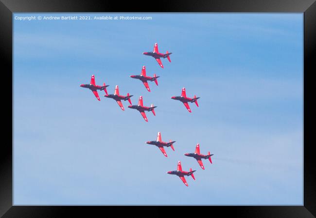 RAF Red Arrows at Swansea, UK Framed Print by Andrew Bartlett