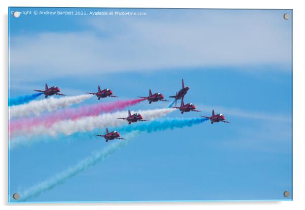 RAF Red Arrows at Swansea, UK Acrylic by Andrew Bartlett