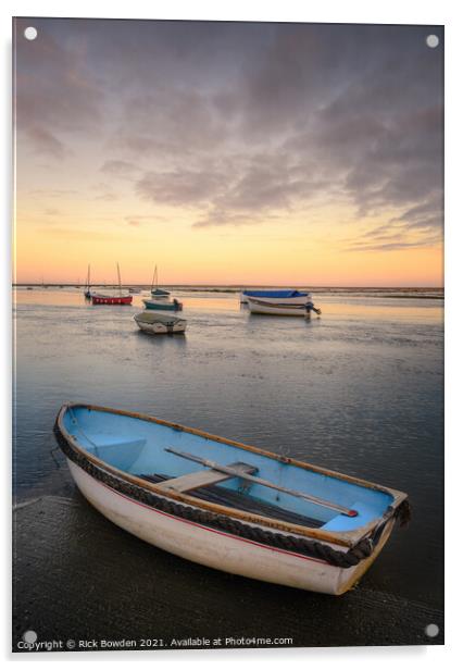 North Norfolk Boat at Sunrise Acrylic by Rick Bowden