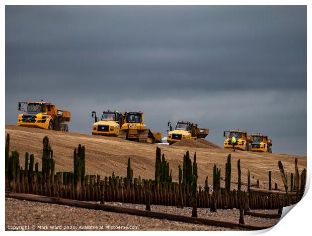 Sea Defences of Now and Then. Print by Mark Ward