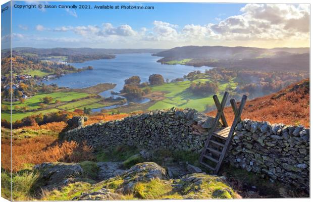 Loughrigg Stile, Windermere. Canvas Print by Jason Connolly
