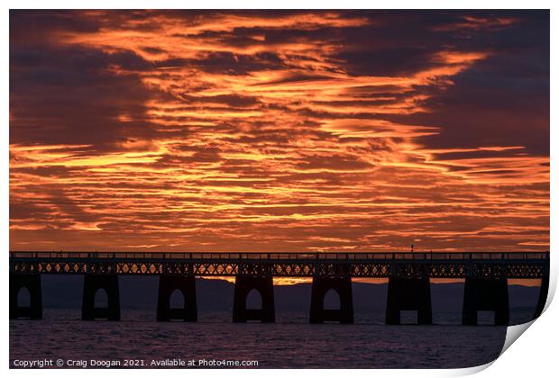 Dundee Tay Bridge Sunset Print by Craig Doogan