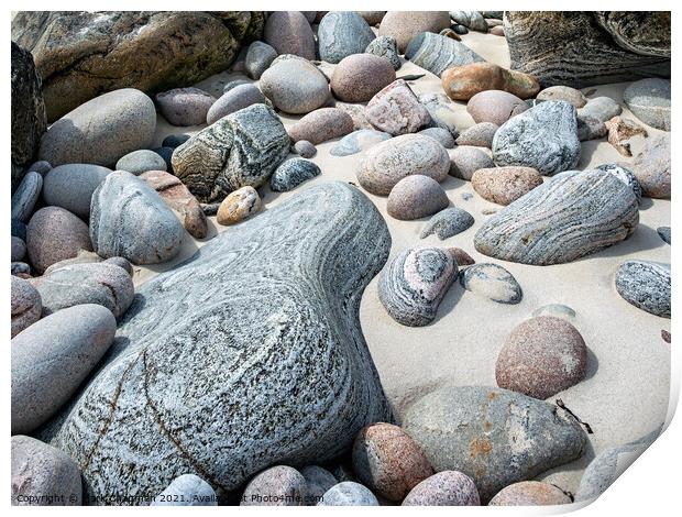 Banded stones, Hushinish beach, Isle of Harris Print by Photimageon UK