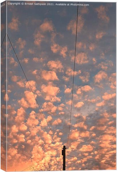  Altocumulus Sunset Clouds, Redruth Cornwall UK. Canvas Print by Ernest Sampson