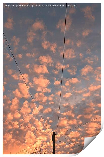  Altocumulus Sunset Clouds, Redruth Cornwall UK. Print by Ernest Sampson