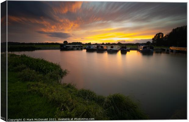 Sunset on the Canal Canvas Print by Mark McDonald