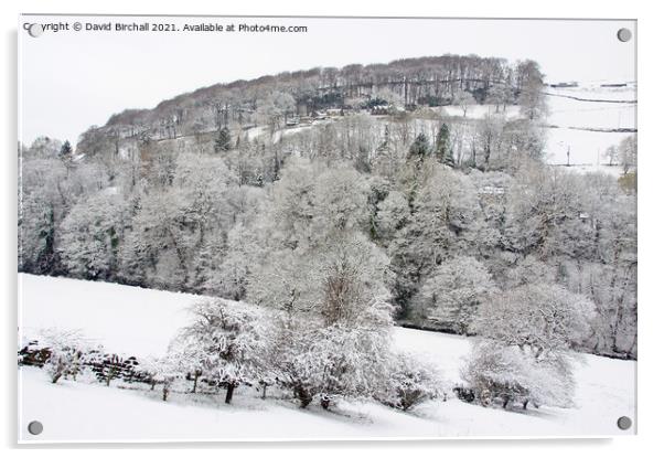 Calderdale winter landscape. Acrylic by David Birchall