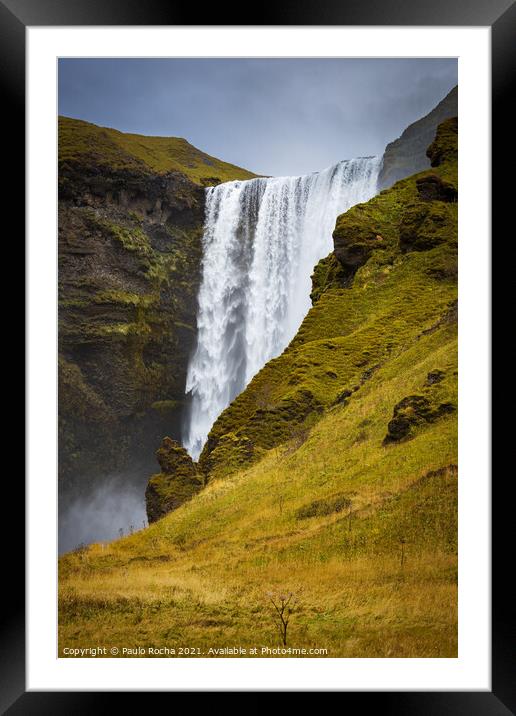 Skogafoss waterfall in southern Iceland Framed Mounted Print by Paulo Rocha