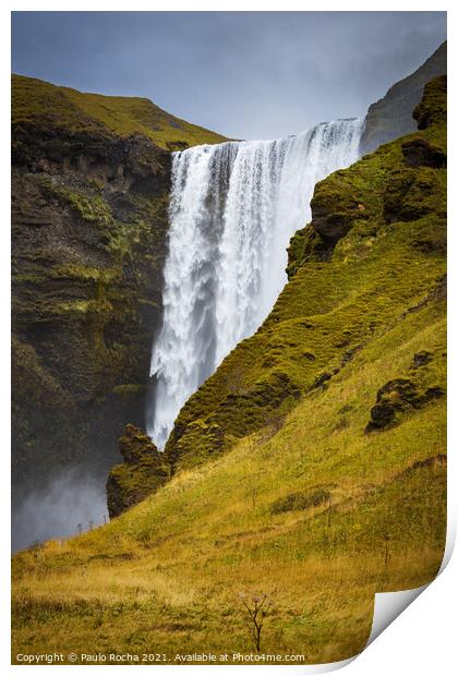 Skogafoss waterfall in southern Iceland Print by Paulo Rocha