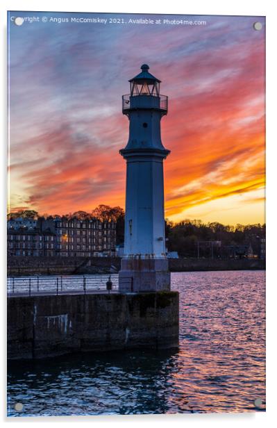 Newhaven Lighthouse at sunset, Edinburgh Acrylic by Angus McComiskey