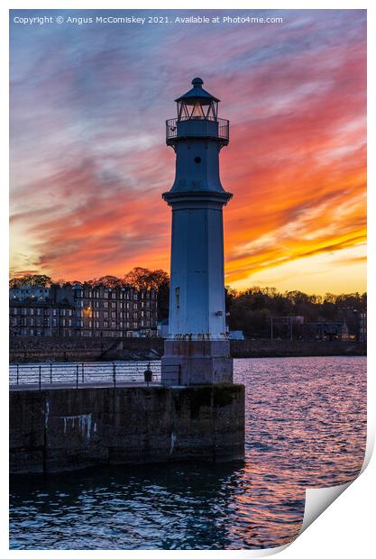 Newhaven Lighthouse at sunset, Edinburgh Print by Angus McComiskey