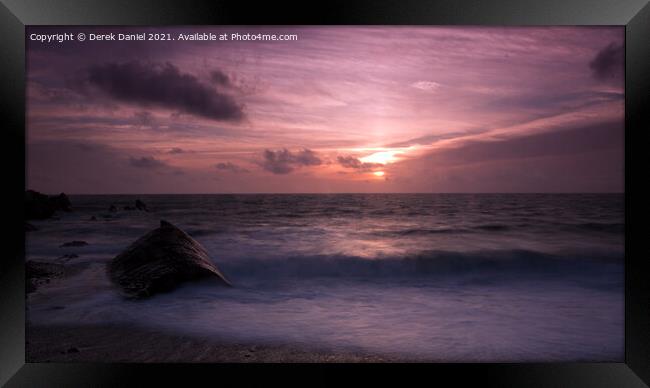 Whale Rock, Bude, Sunset Framed Print by Derek Daniel