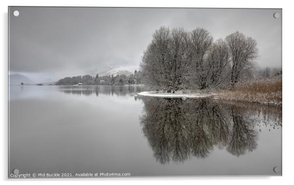 Derwent Water Winter Acrylic by Phil Buckle