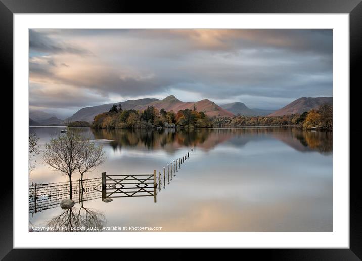 Derwent Water Autumn calm Framed Mounted Print by Phil Buckle