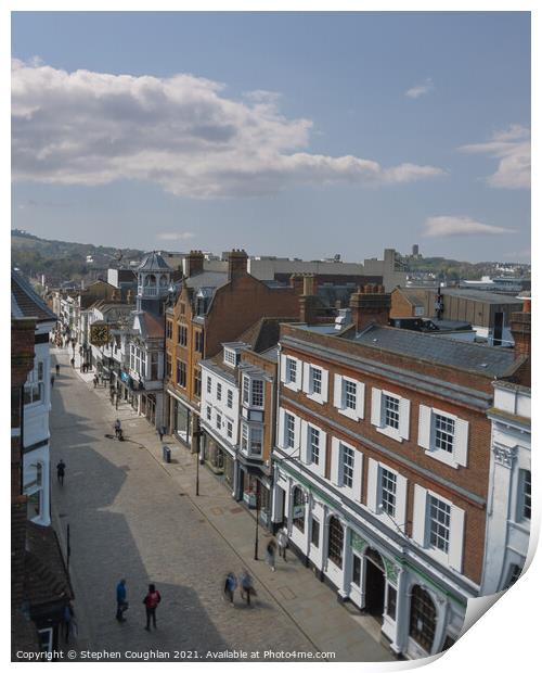 Guildford High Street from above Print by Stephen Coughlan