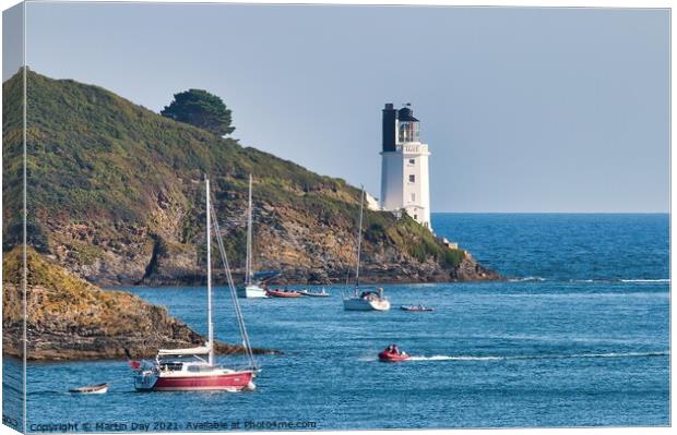 St Anthonys Head Lighthouse.  St Mawes Cornwall. Canvas Print by Martin Day